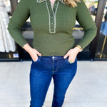 Tailored Knit Long Sleeve - Olive-230 Sweaters/Cardis-LISTICLE-July & June Women's Fashion Boutique Located in San Antonio, Texas