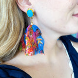 Teal Party Scarf Earrings-110 Jewelry & Hair-HART DESIGNS-July & June Women's Fashion Boutique Located in San Antonio, Texas