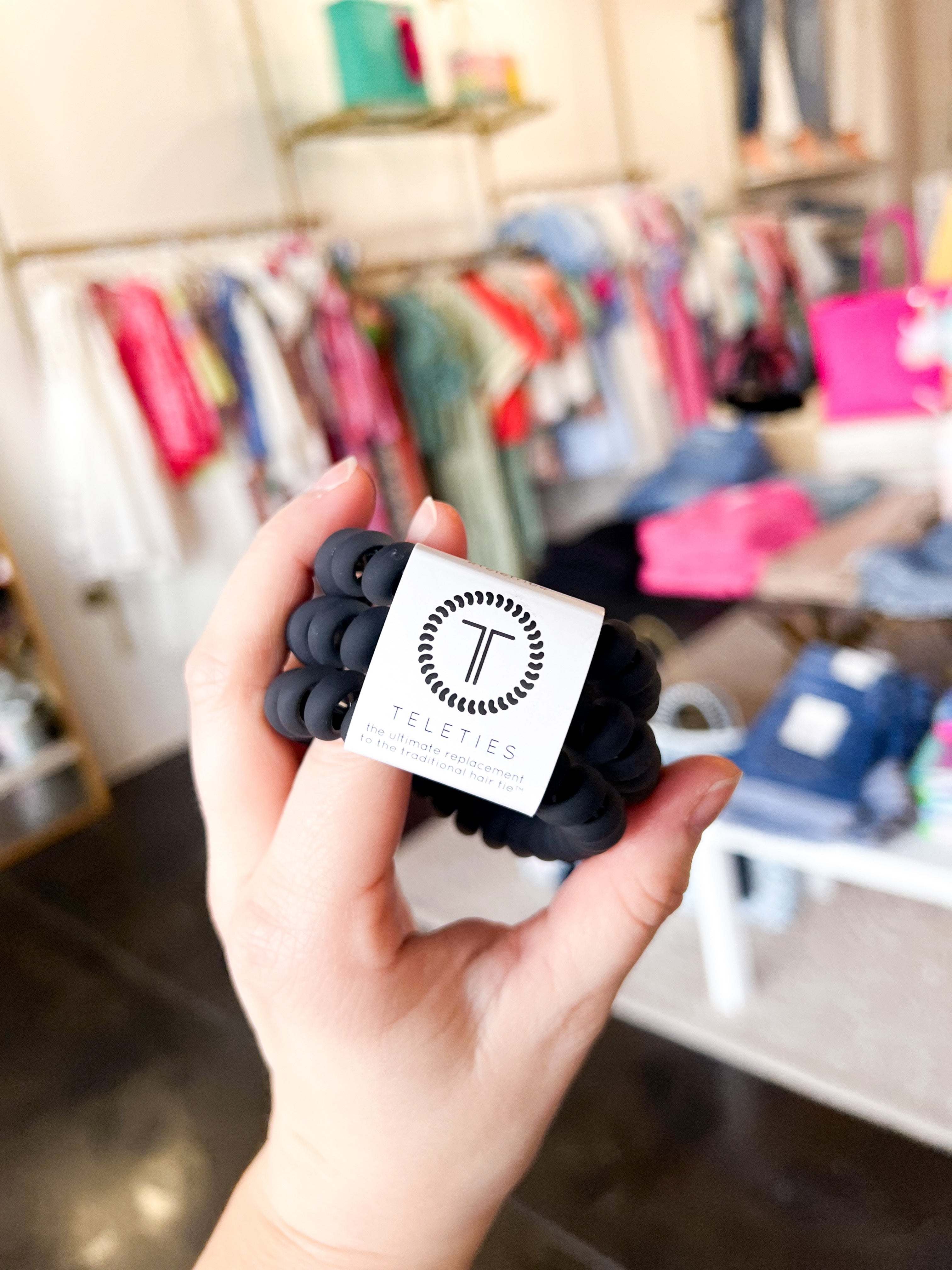 Teleties - Large - Matte Black-110 Jewelry & Hair-Teleties-July & June Women's Fashion Boutique Located in San Antonio, Texas