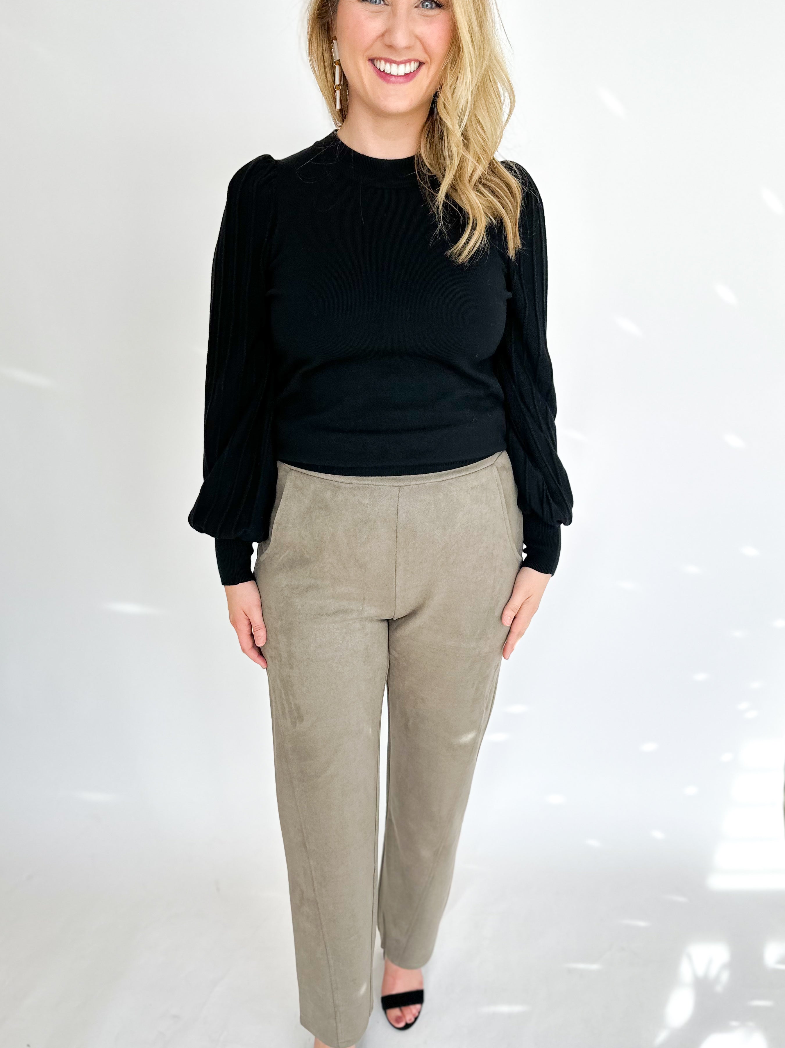 Chic Trousers - Mocha-400 Pants-ALLIE ROSE-July & June Women's Fashion Boutique Located in San Antonio, Texas