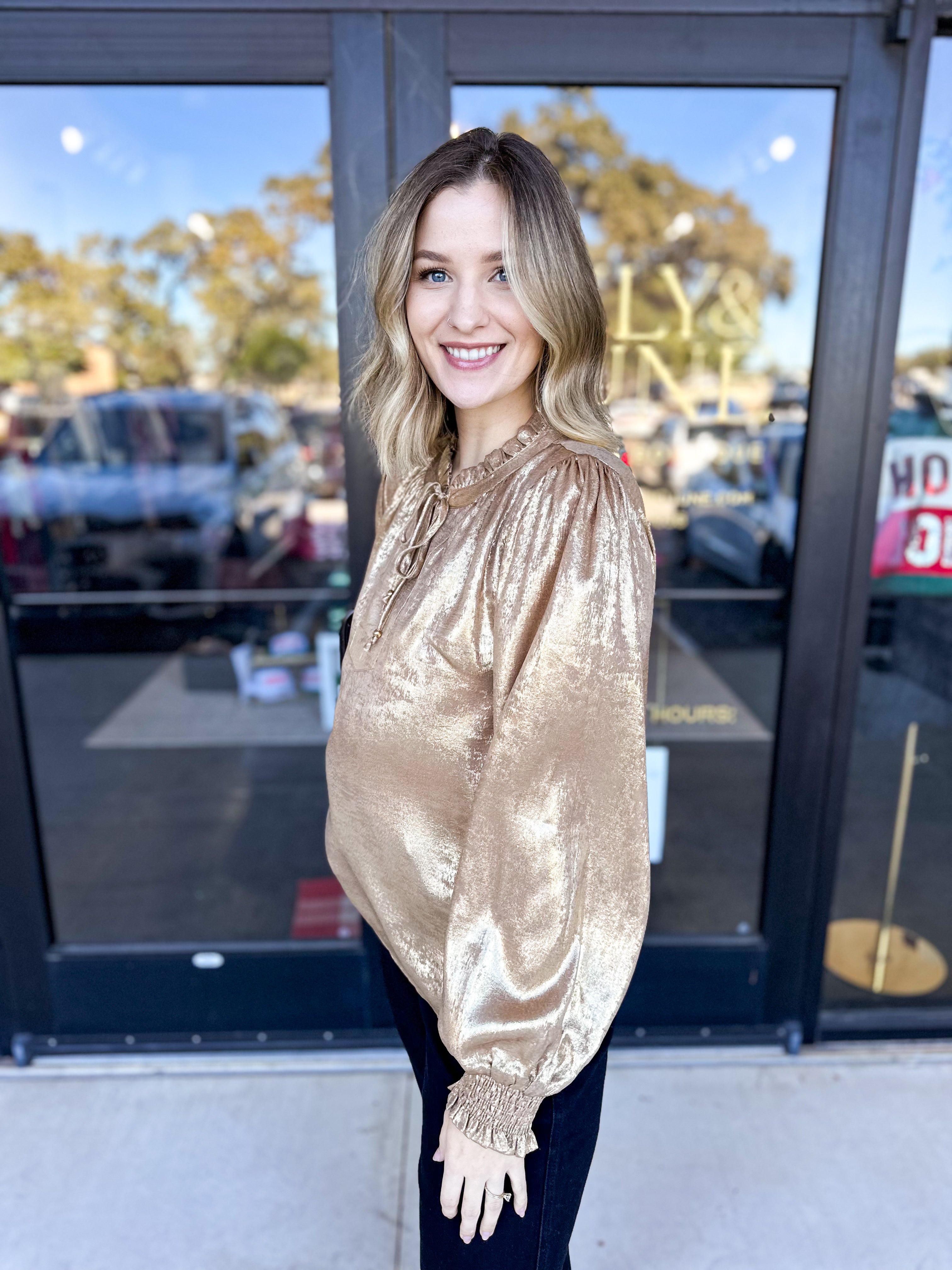 You're So Golden Blouse-JODIFL-July & June Women's Fashion Boutique Located in San Antonio, Texas
