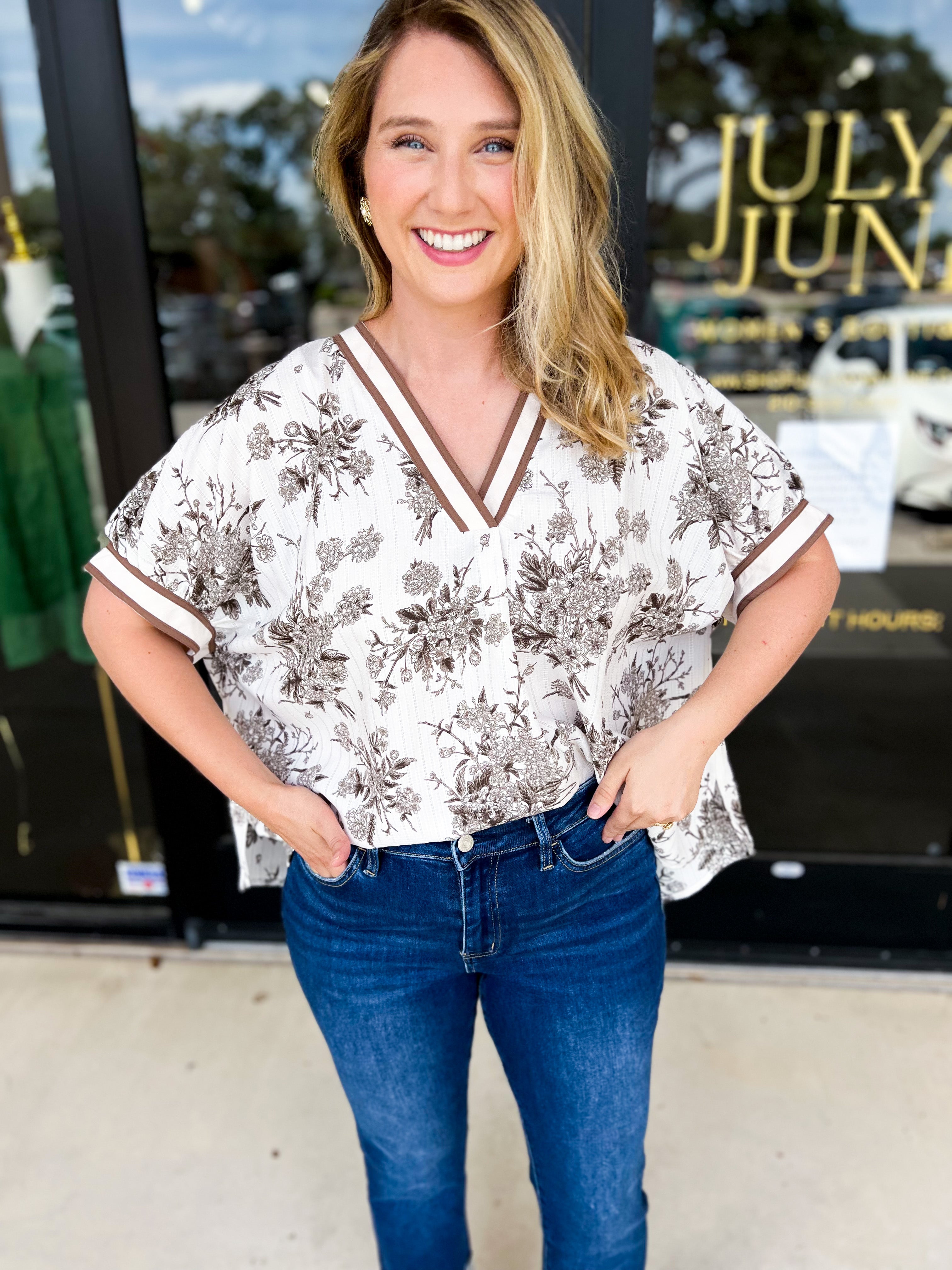 The Briar Blouse - Mocha-200 Fashion Blouses-ENTRO-July & June Women's Fashion Boutique Located in San Antonio, Texas