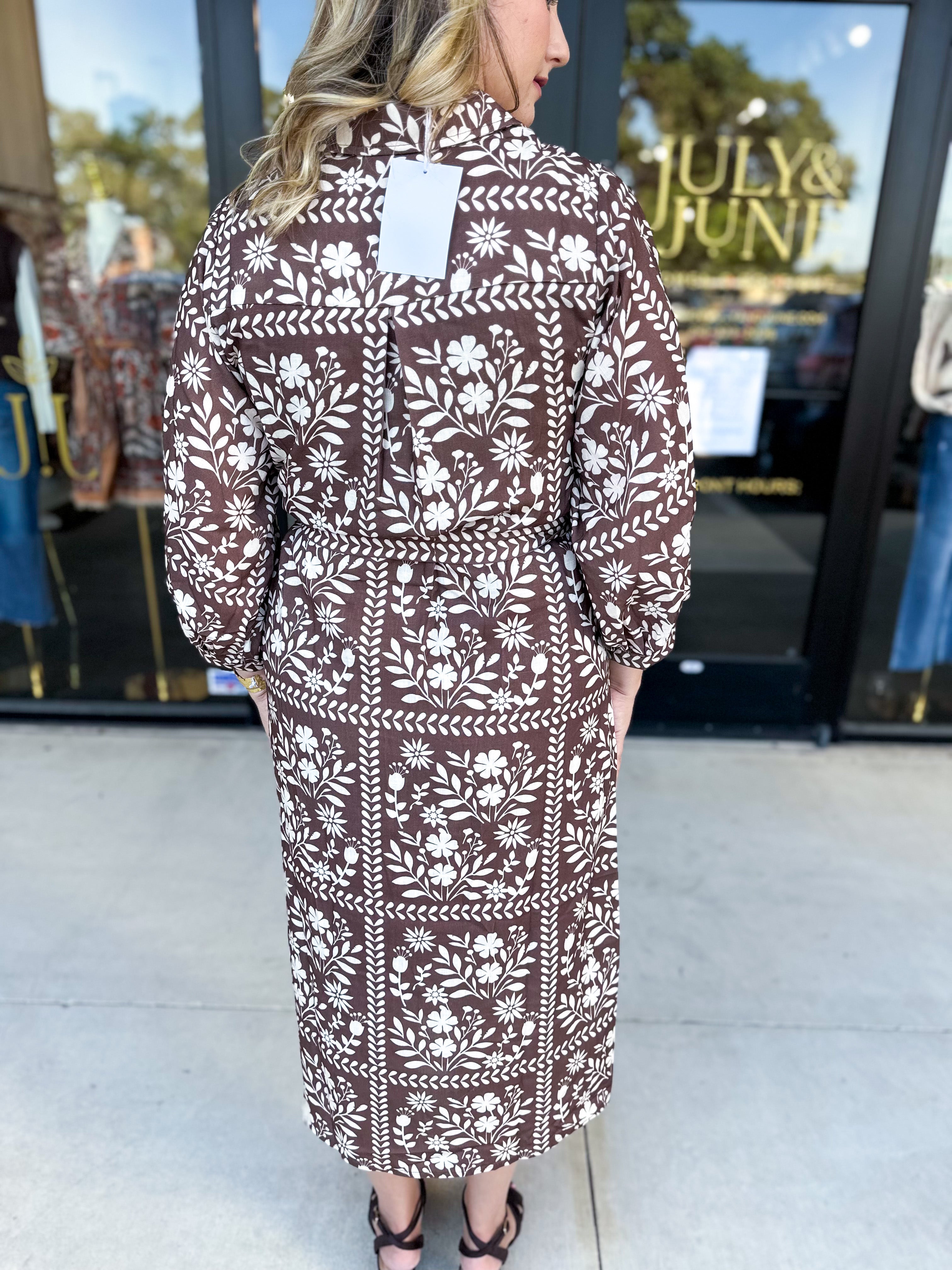 The Wrenlee Wrap Midi Dress - Chocolate Brown-500 Midi-POLOGRAM-July & June Women's Fashion Boutique Located in San Antonio, Texas