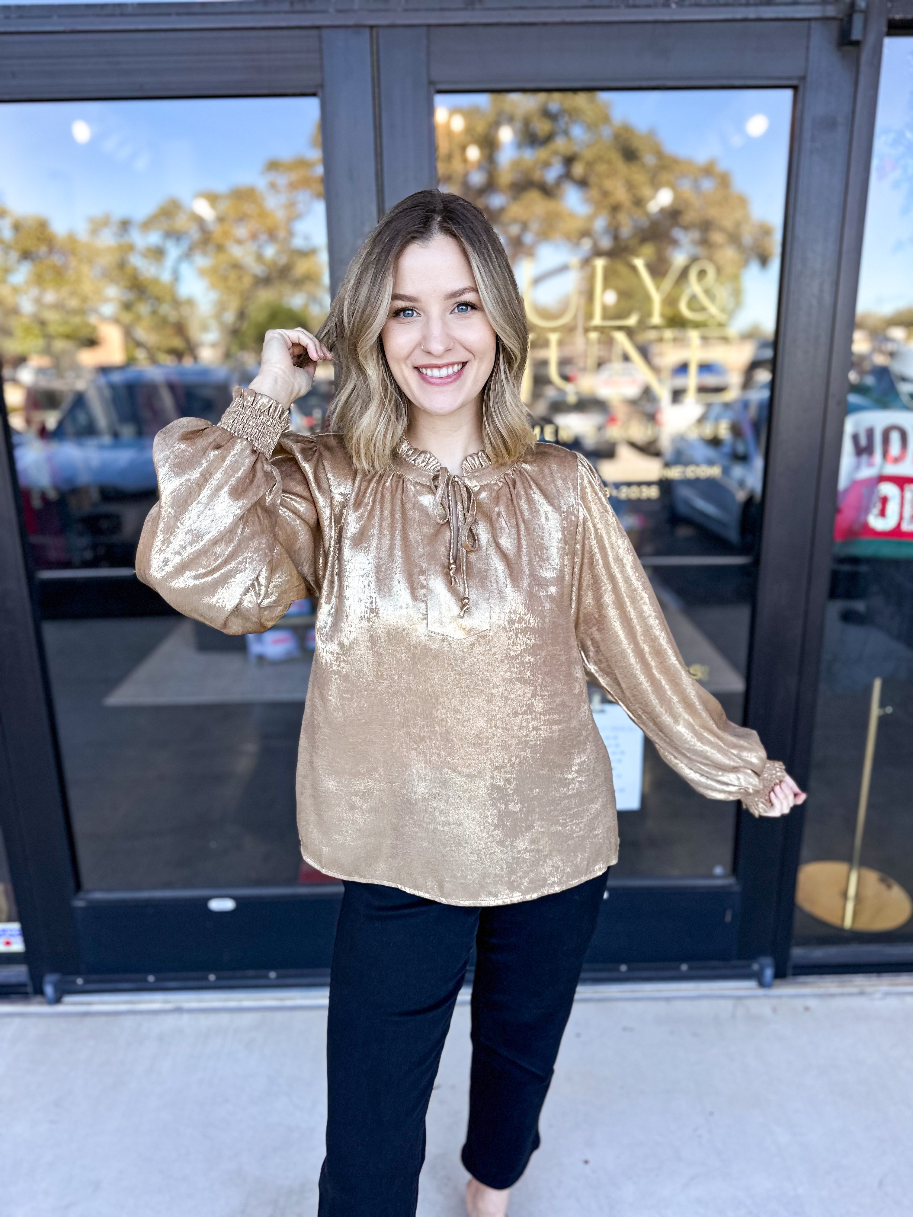 You're So Golden Blouse-JODIFL-July & June Women's Fashion Boutique Located in San Antonio, Texas