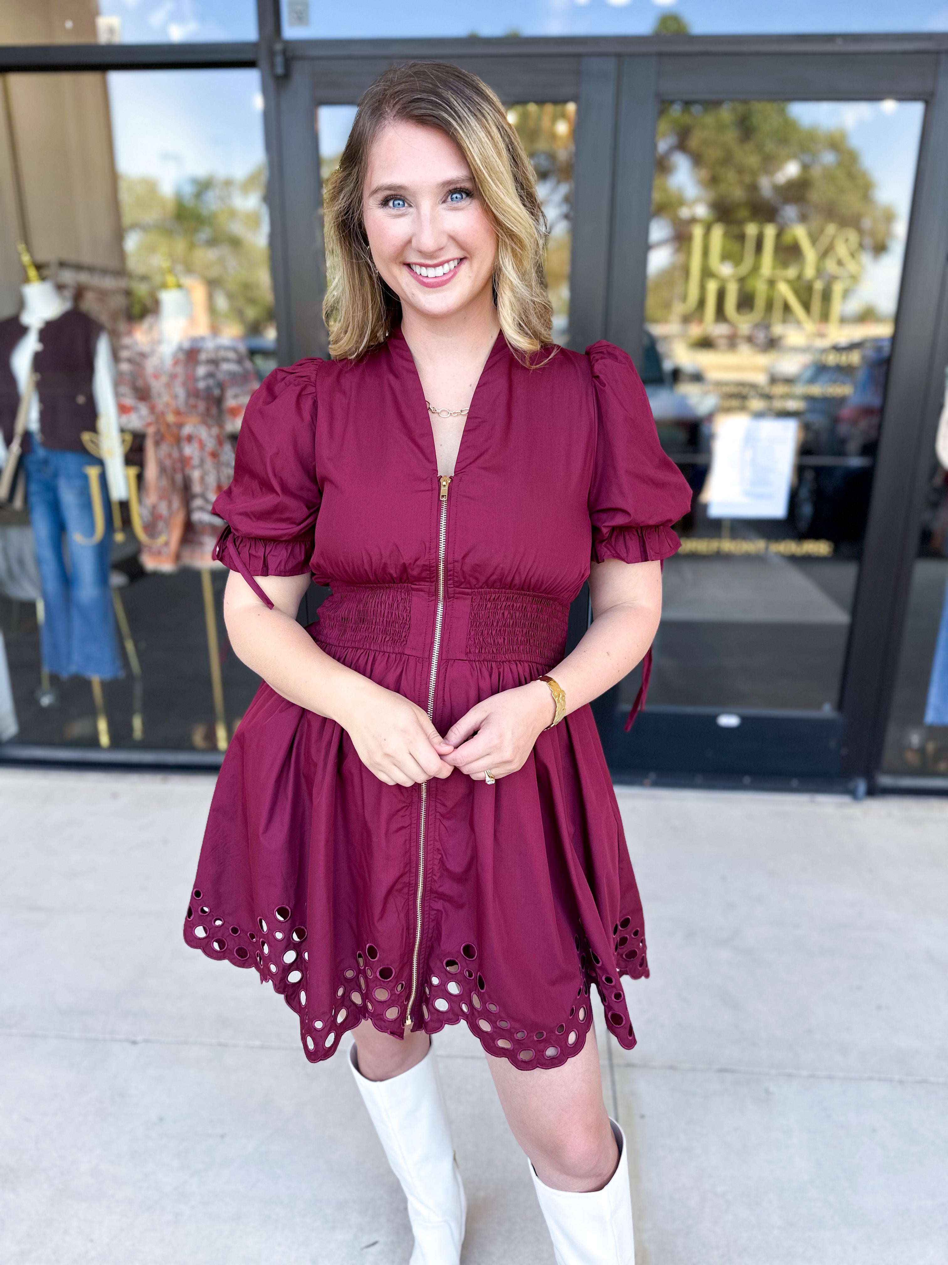 The Adeline Mini Dress - Wine-510 Mini-ENTRO-July & June Women's Fashion Boutique Located in San Antonio, Texas