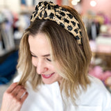 Tuffed Straw Headband - Black & Tan-130 ACCESSORIES-SHIRALEAH-July & June Women's Fashion Boutique Located in San Antonio, Texas