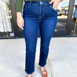 Vervet - Mid Rise Dark Wash Slim Straight Jeans-400 Pants-VEVERT BY FLYING MONKEY-July & June Women's Fashion Boutique Located in San Antonio, Texas