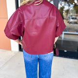 Utility Shirt Jacket - Wine-200 Fashion Blouses-GLAM-July & June Women's Fashion Boutique Located in San Antonio, Texas