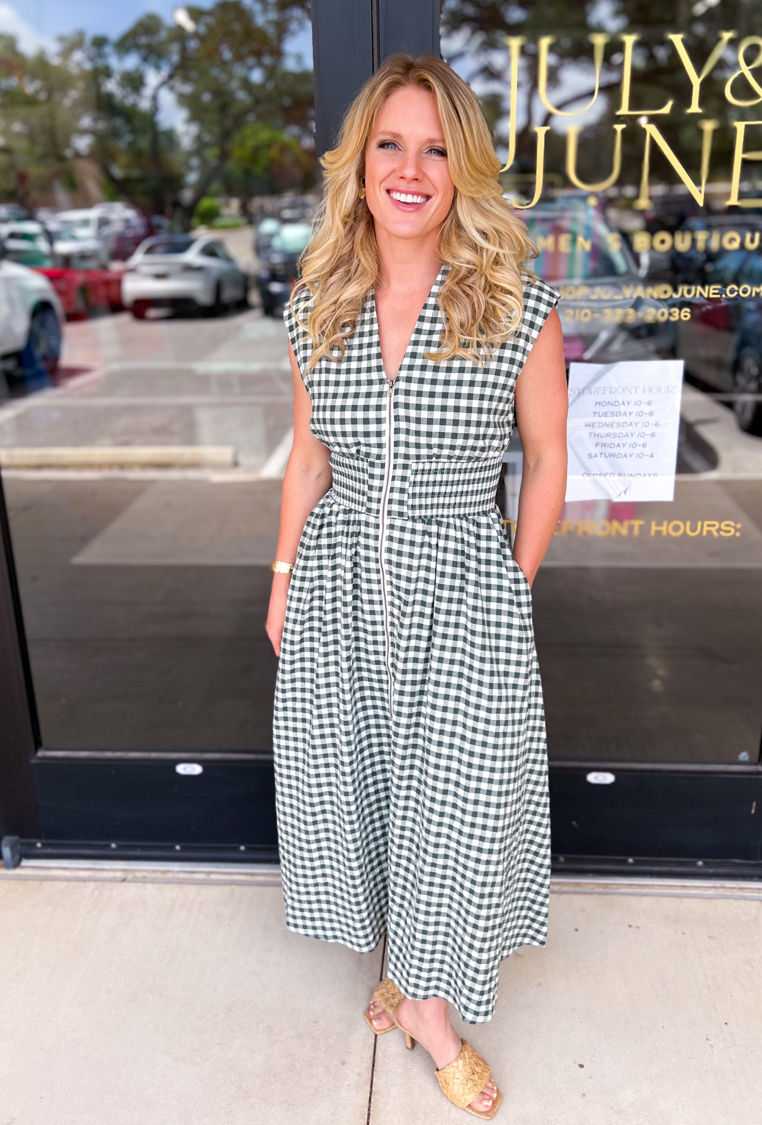 Life's A Picnic Midi Dress - Forrest-500 Midi-ENTRO-July & June Women's Fashion Boutique Located in San Antonio, Texas