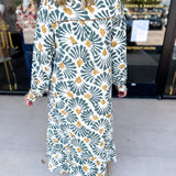 Sage & Mustard Abstract Midi Dress-500 Midi-JODIFL-July & June Women's Fashion Boutique Located in San Antonio, Texas