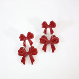 Sunshine Tienda - Burgundy Bow Dangles-110 Jewelry & Hair-Sunshine Tienda-July & June Women's Fashion Boutique Located in San Antonio, Texas