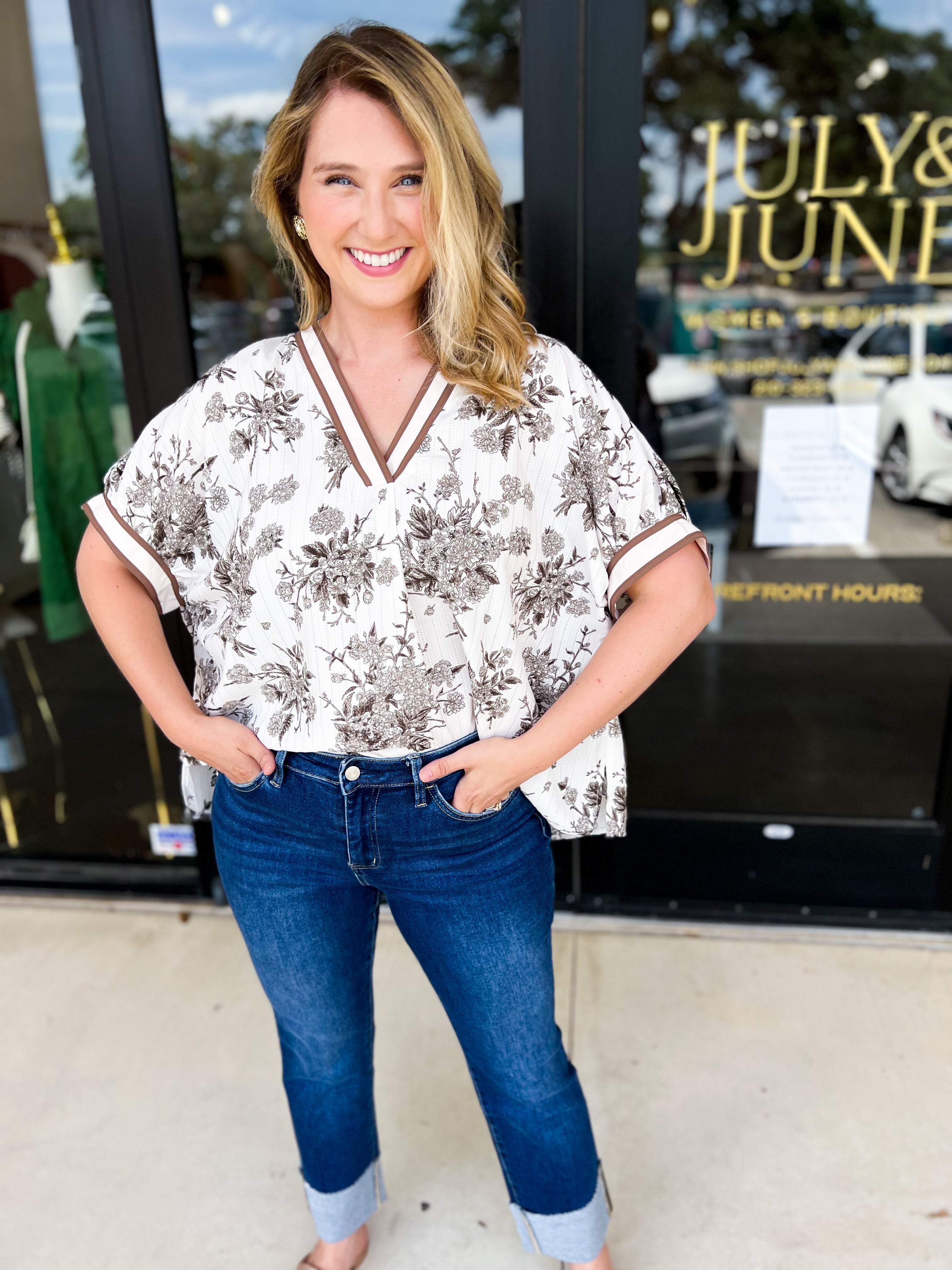 The Briar Blouse - Mocha-200 Fashion Blouses-ENTRO-July & June Women's Fashion Boutique Located in San Antonio, Texas