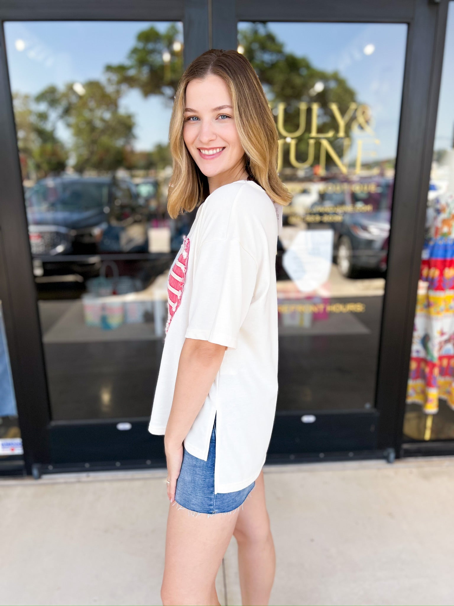 I Heart The USA Tee-210 Casual Blouses-JODIFL-July & June Women's Fashion Boutique Located in San Antonio, Texas