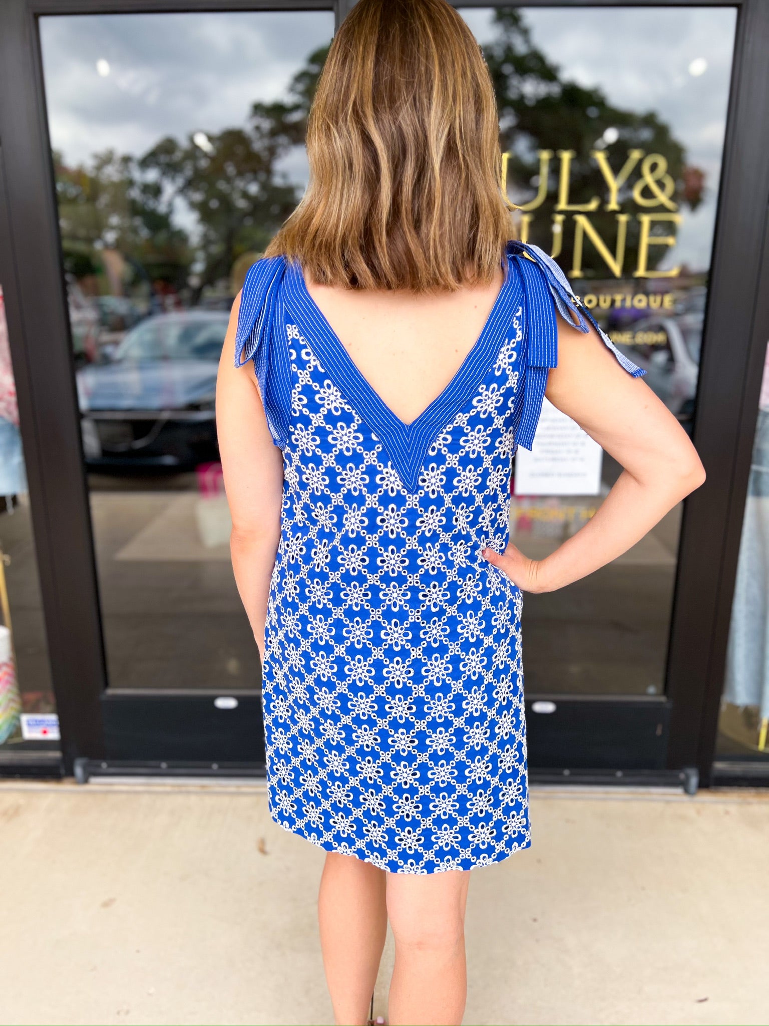 Royal Blue Embroidered Mini Dress-510 Mini-FATE-July & June Women's Fashion Boutique Located in San Antonio, Texas