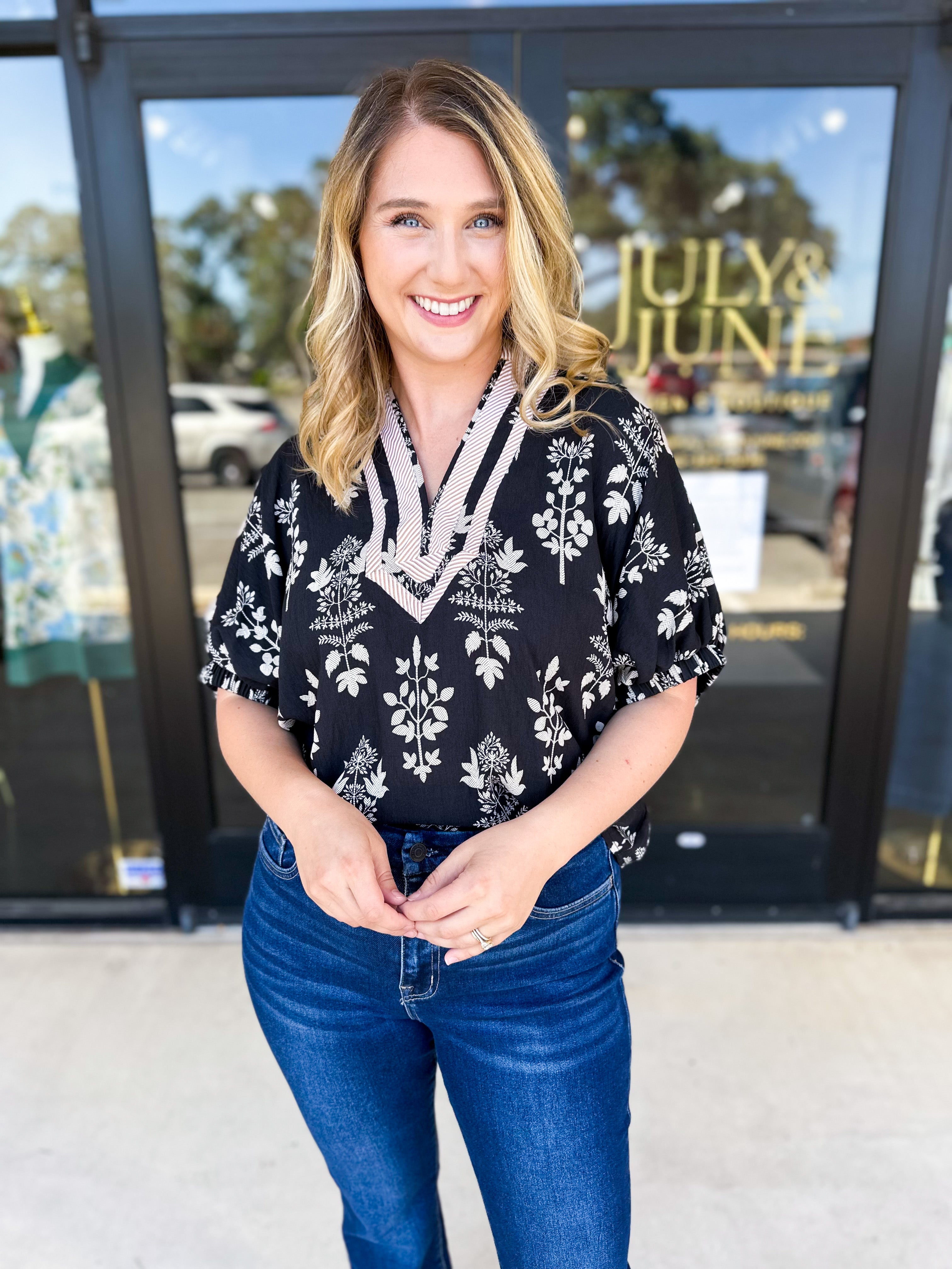 The Frankie Blouse - Black-200 Fashion Blouses-ENTRO-July & June Women's Fashion Boutique Located in San Antonio, Texas