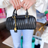 Pixie Mood - Lock - Paris - Recycled Vegan Top Handle Bag - Black-130 Accessories-PIXIE MOOD-July & June Women's Fashion Boutique Located in San Antonio, Texas