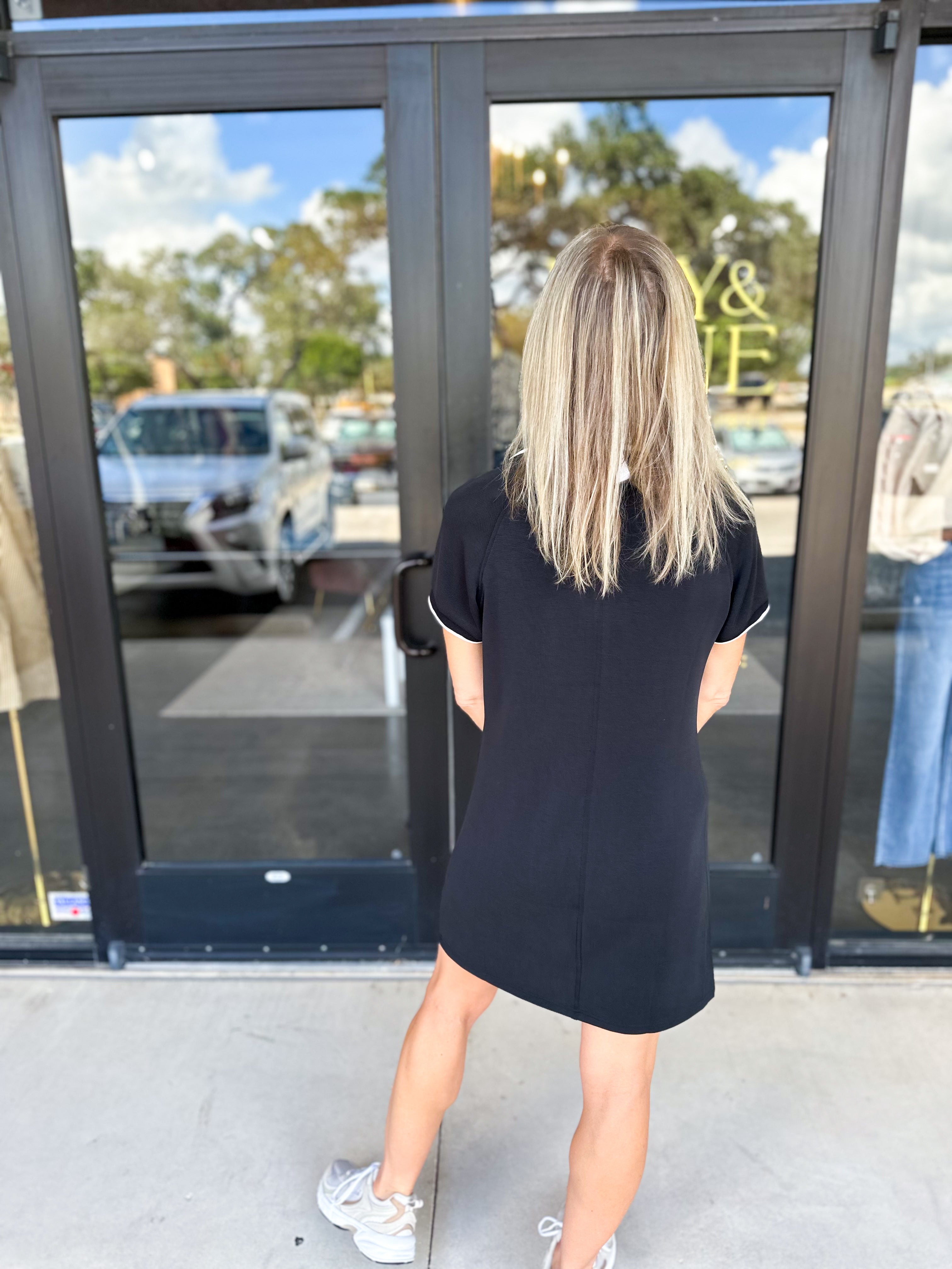 Modal Athletic Mini Dress - Black-510 Mini-SKIES ARE BLUE-July & June Women's Fashion Boutique Located in San Antonio, Texas