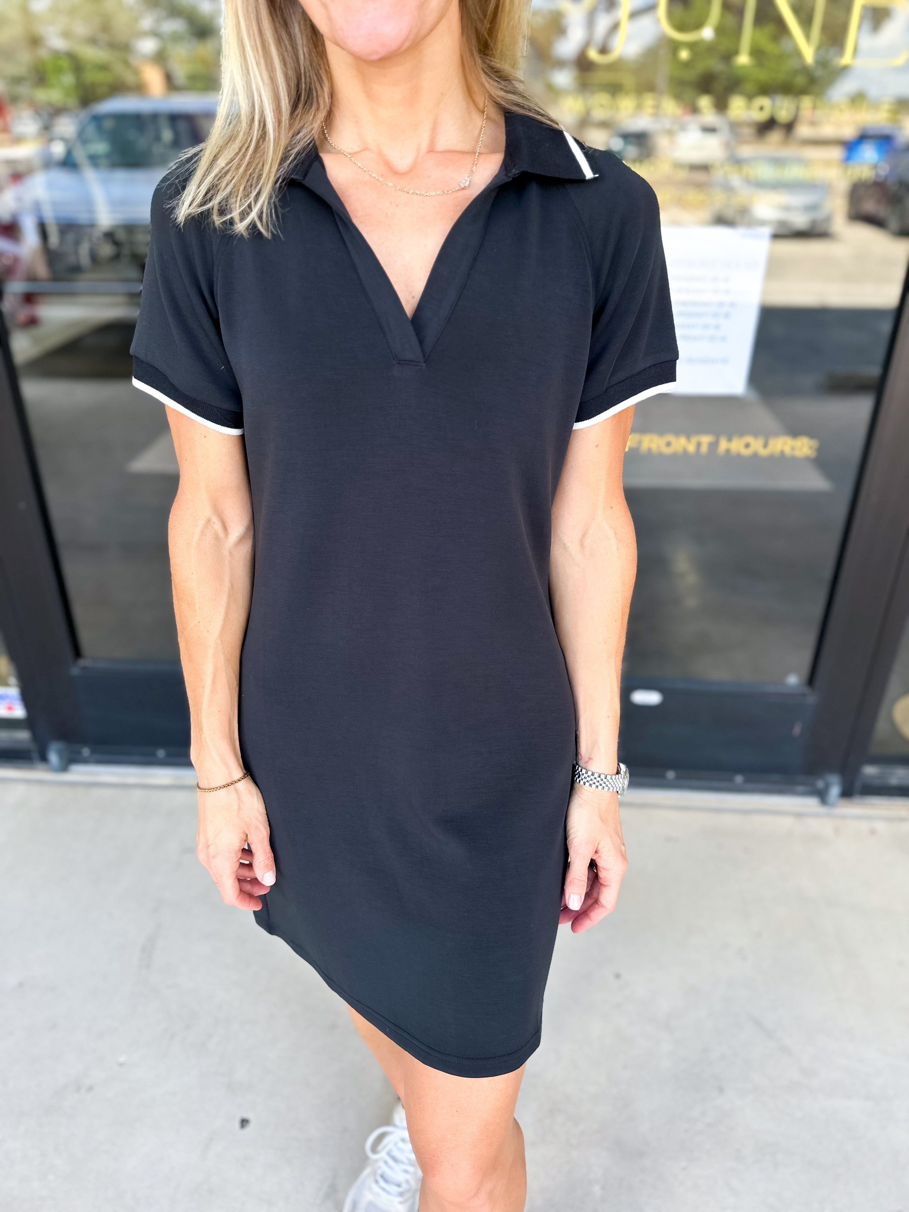Modal Athletic Mini Dress - Black-510 Mini-SKIES ARE BLUE-July & June Women's Fashion Boutique Located in San Antonio, Texas