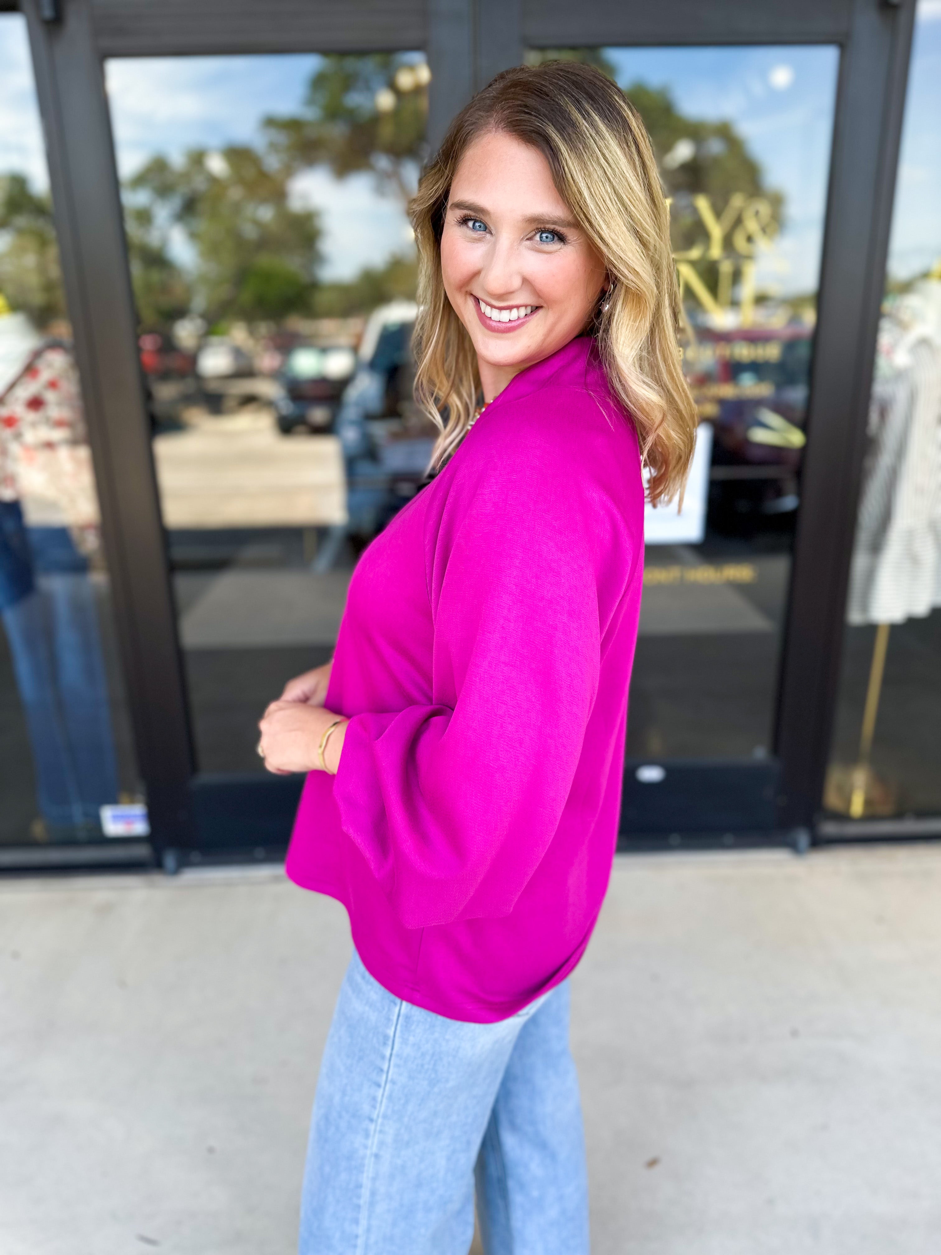 Everyday Comfy Long Sleeve - Pink-210 Casual Blouses-JODIFL-July & June Women's Fashion Boutique Located in San Antonio, Texas