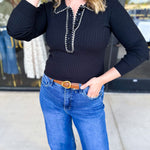 Tailored Knit Long Sleeve - Black-230 Sweaters/Cardis-LISTICLE-July & June Women's Fashion Boutique Located in San Antonio, Texas
