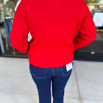 The Everyday Henley Sweater - Red-230 Sweaters/Cardis-JODIFL-July & June Women's Fashion Boutique Located in San Antonio, Texas