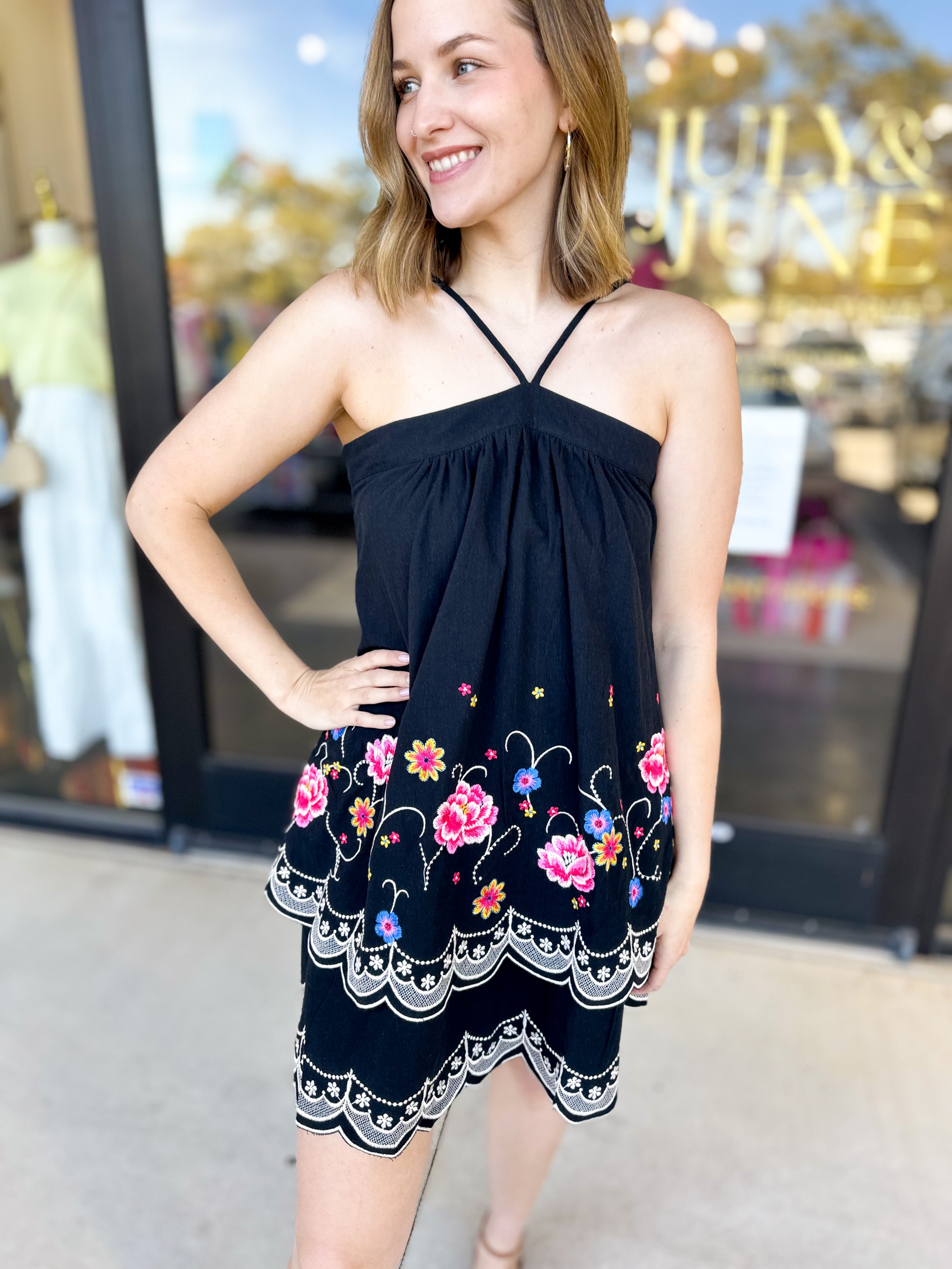 Fiesta Night Halter Mini Dress-510 Mini-ANDREE BY UNIT-July & June Women's Fashion Boutique Located in San Antonio, Texas