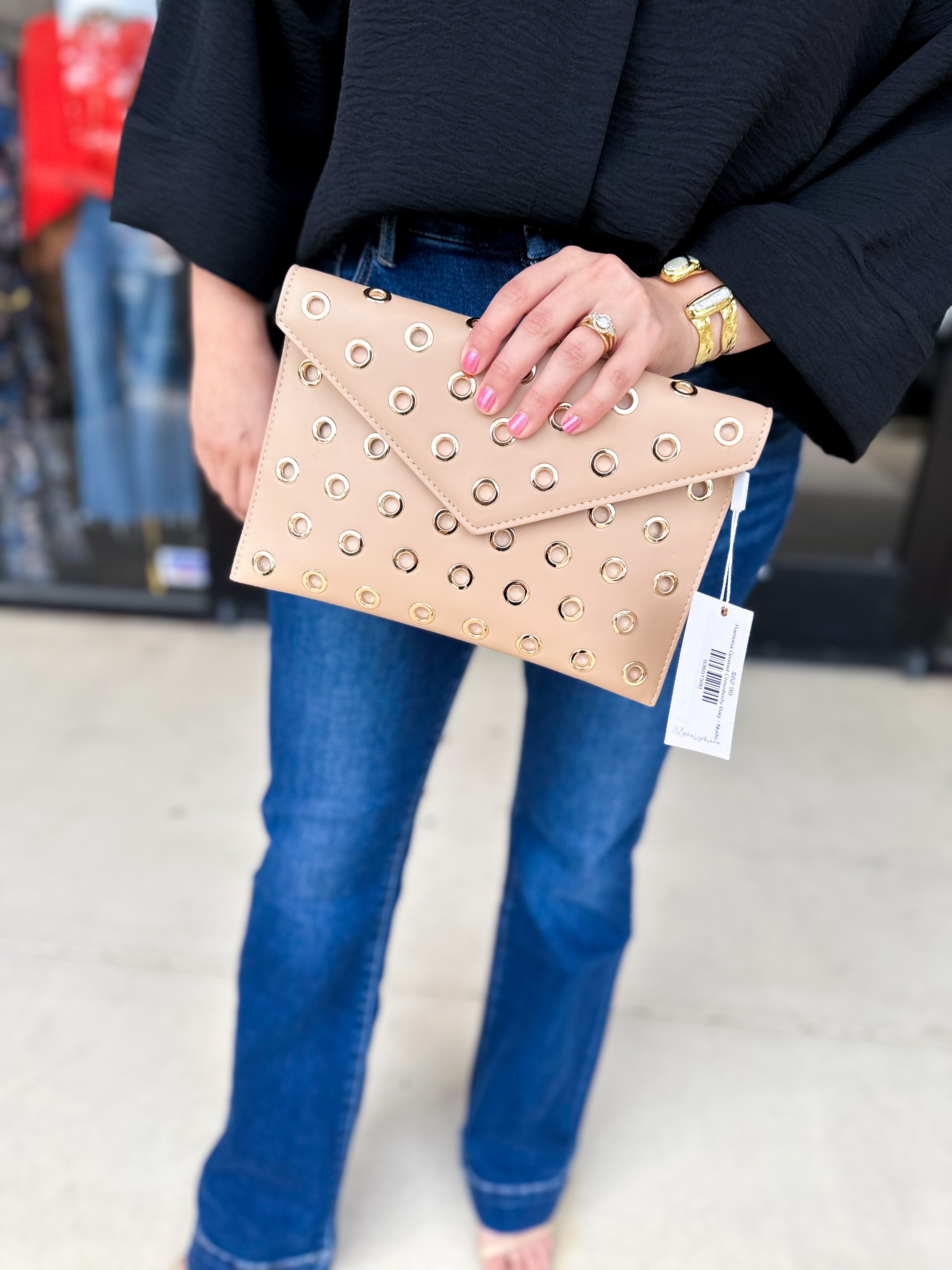 Ramona Gromet Crossbody Bag - Nude-130 ACCESSORIES-Moda Luxe-July & June Women's Fashion Boutique Located in San Antonio, Texas
