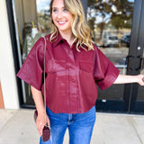 Utility Shirt Jacket - Wine-200 Fashion Blouses-GLAM-July & June Women's Fashion Boutique Located in San Antonio, Texas