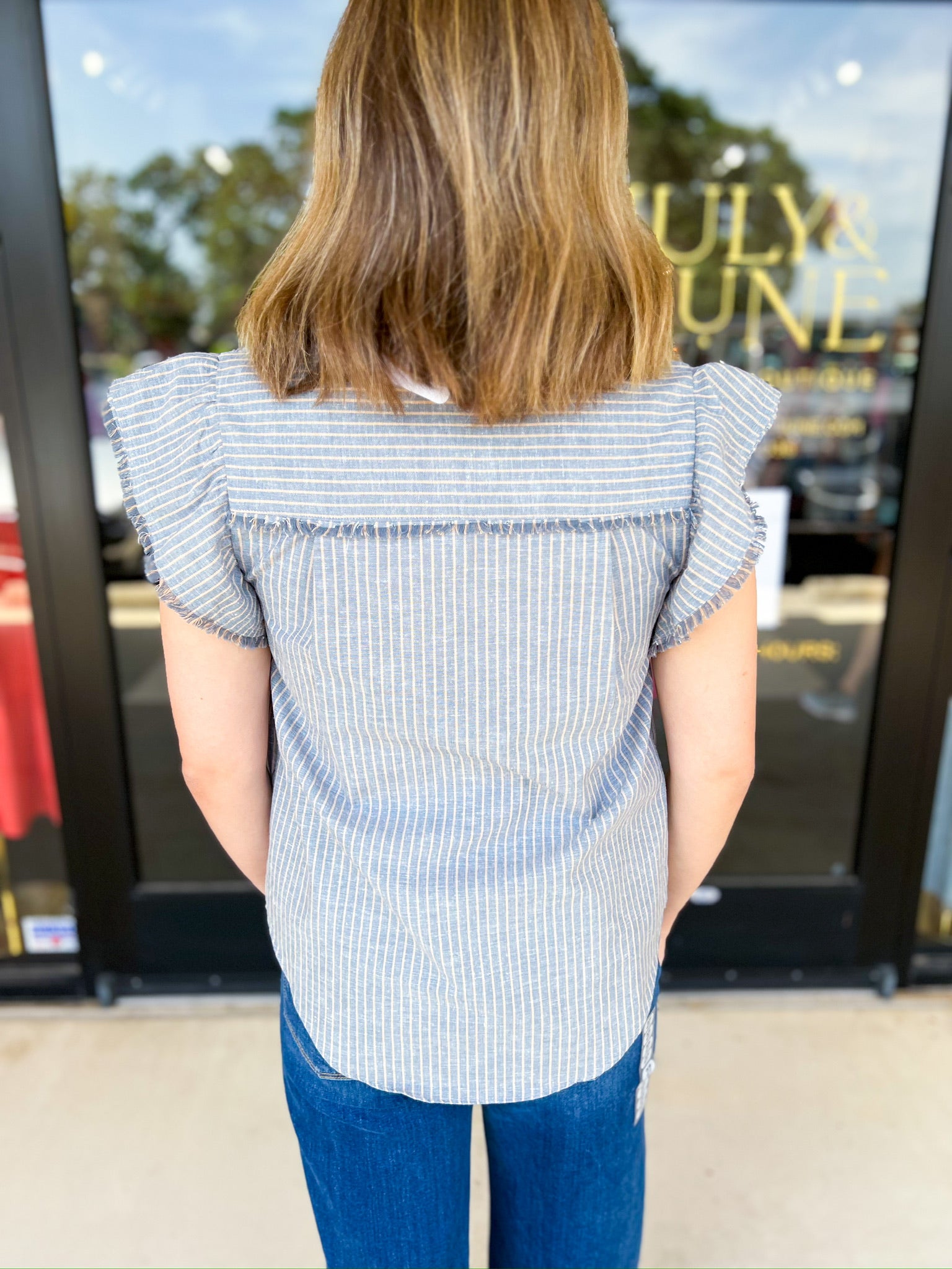 Callie Blouse - Blue-200 Fashion Blouses-OLIVACEOUS-July & June Women's Fashion Boutique Located in San Antonio, Texas