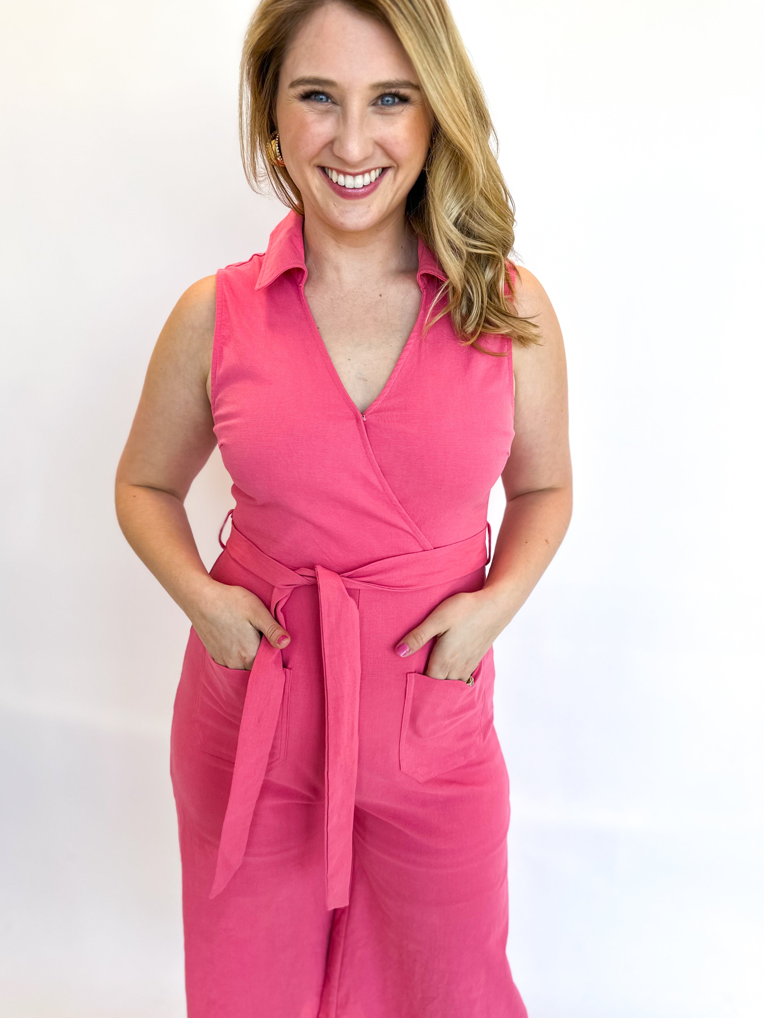 The Middleton Jumpsuit - Hot Pink-500 Midi-ENTRO-July & June Women's Fashion Boutique Located in San Antonio, Texas