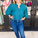 The Avery Blouse - Teal-200 Fashion Blouses-FATE-July & June Women's Fashion Boutique Located in San Antonio, Texas