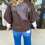 Utility Shirt Jacket - Espresso-200 Fashion Blouses-GLAM-July & June Women's Fashion Boutique Located in San Antonio, Texas