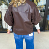 Utility Shirt Jacket - Espresso-200 Fashion Blouses-GLAM-July & June Women's Fashion Boutique Located in San Antonio, Texas