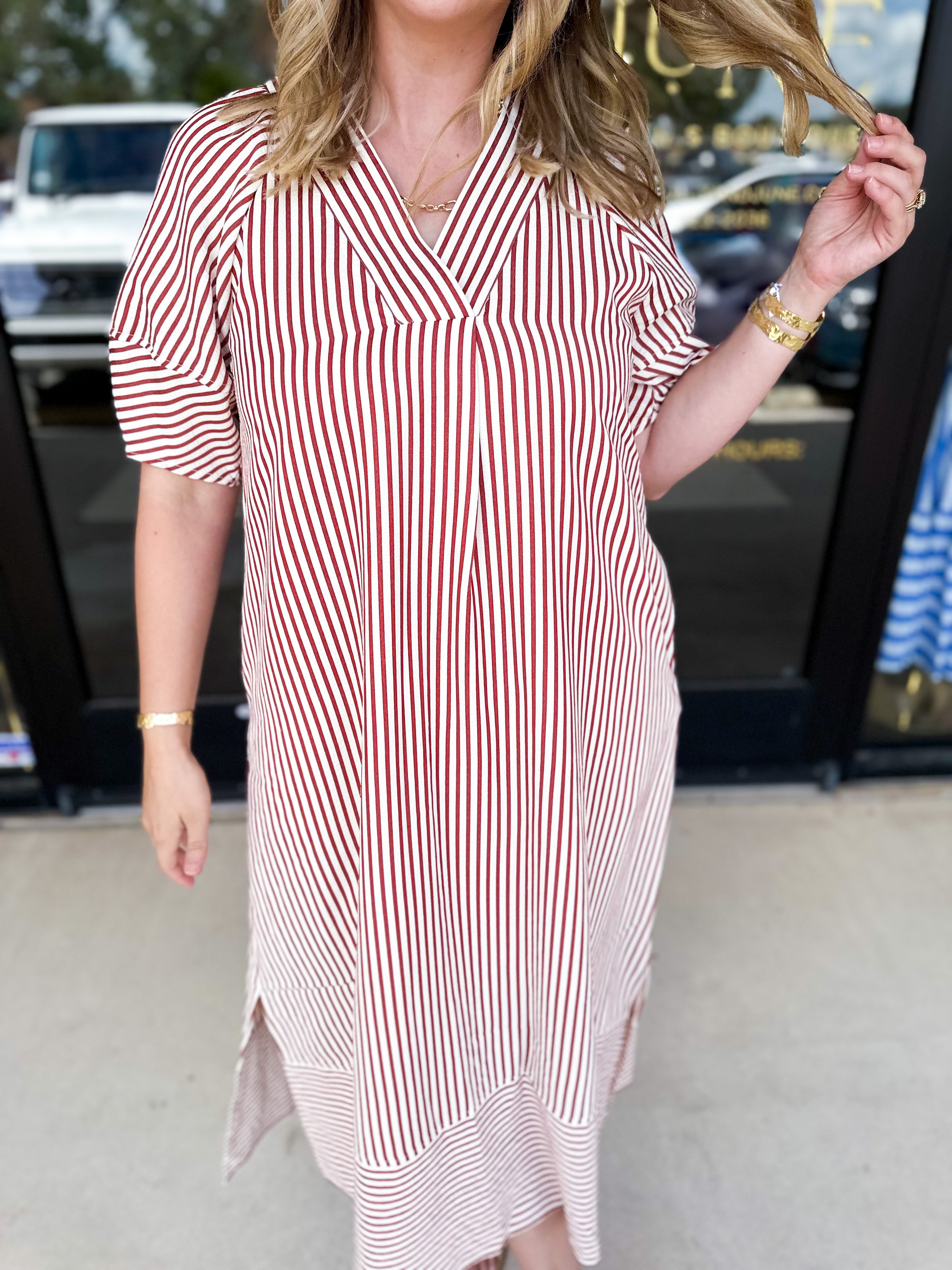 The Casey Midi Dress - Rust-500 Midi-ENTRO-July & June Women's Fashion Boutique Located in San Antonio, Texas