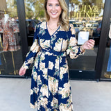 Fall Meadows Midi Dress - Midnight Blue-500 Midi-ENTRO-July & June Women's Fashion Boutique Located in San Antonio, Texas
