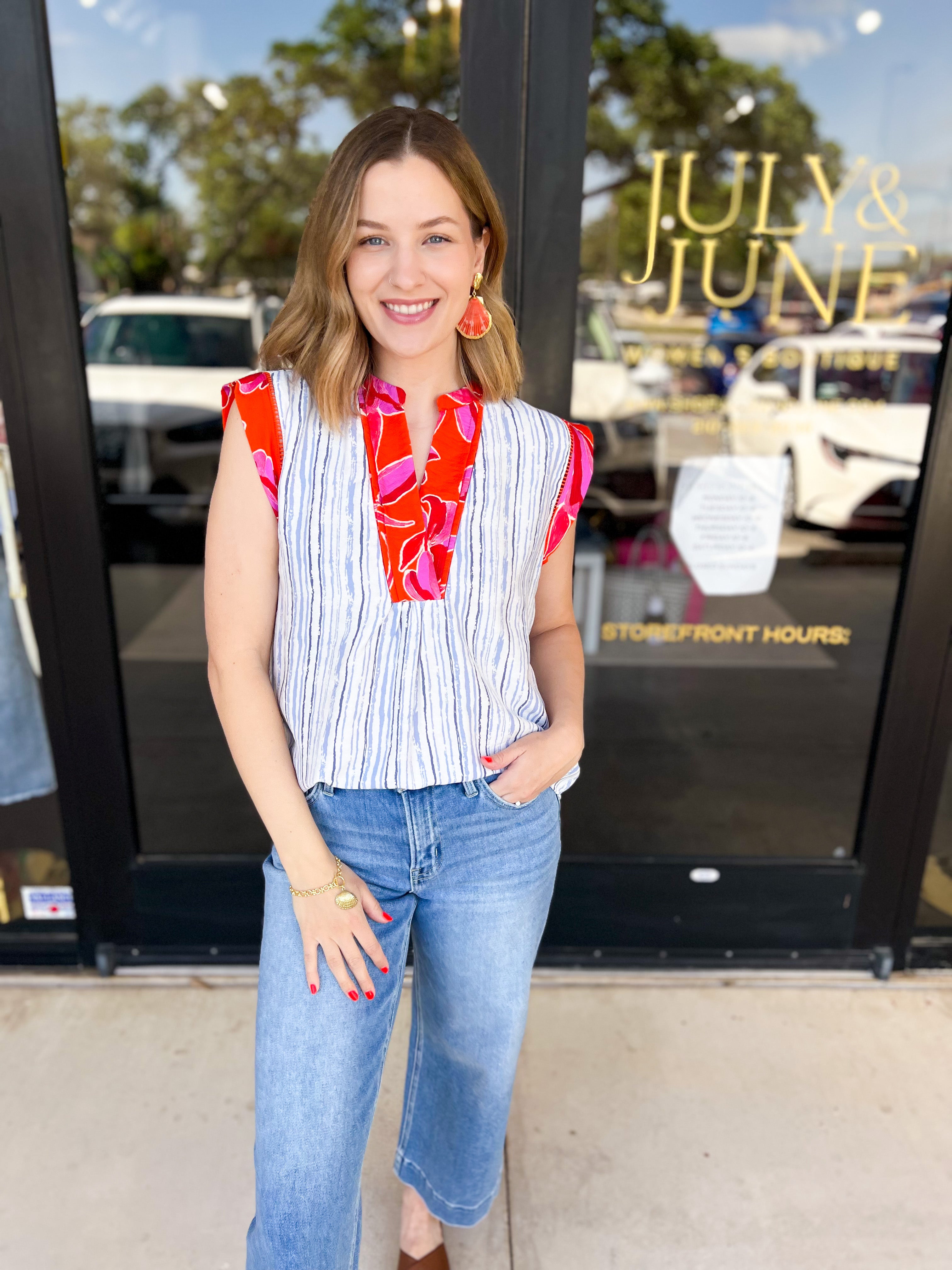 THML - Cally Blouse-200 Fashion Blouses-THML-July & June Women's Fashion Boutique Located in San Antonio, Texas