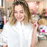 Tuffed Straw Headband - Black & Tan-130 ACCESSORIES-SHIRALEAH-July & June Women's Fashion Boutique Located in San Antonio, Texas
