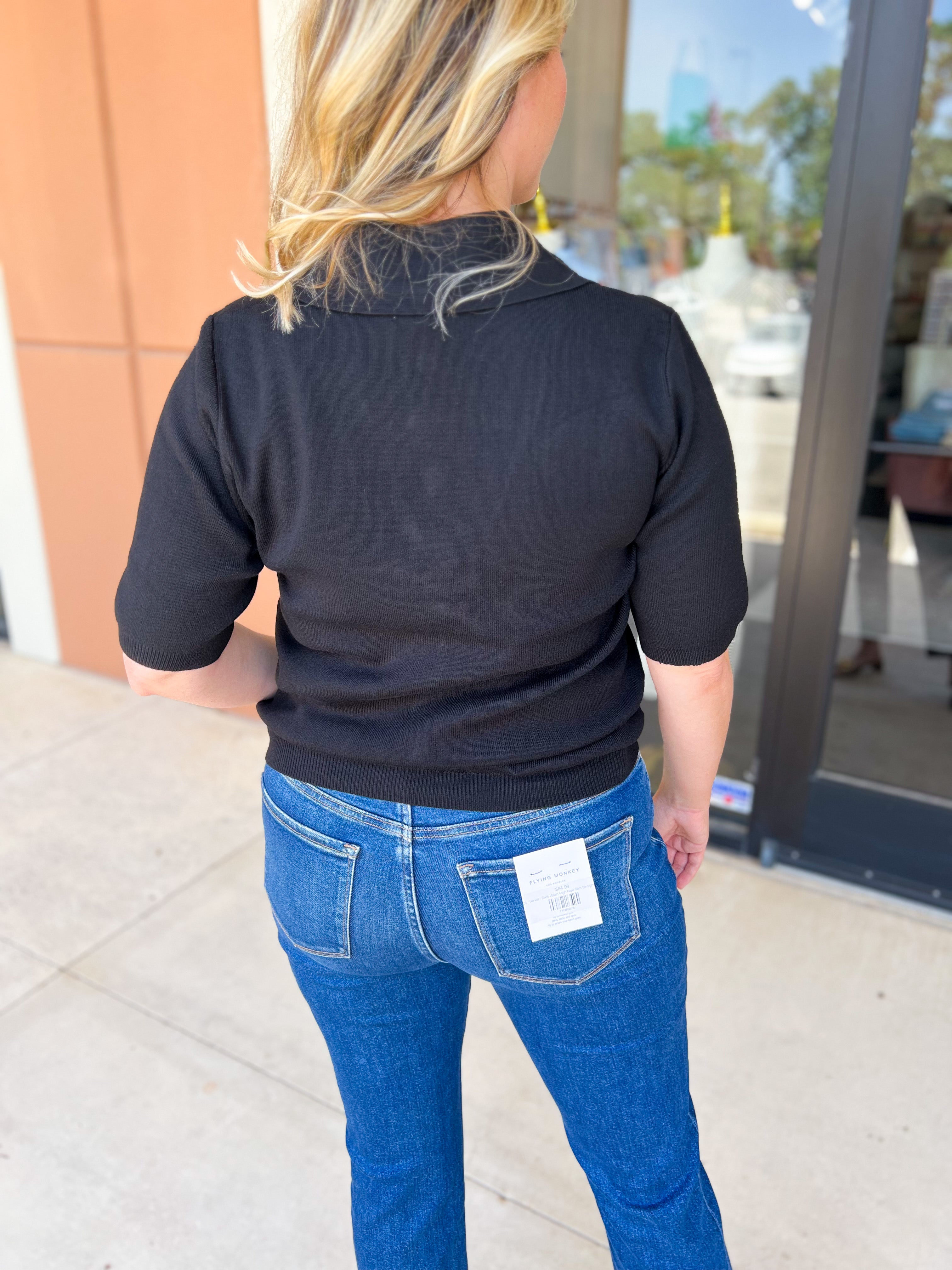 The Krissy Knit Top - Black-200 Fashion Blouses-SKIES ARE BLUE-July & June Women's Fashion Boutique Located in San Antonio, Texas
