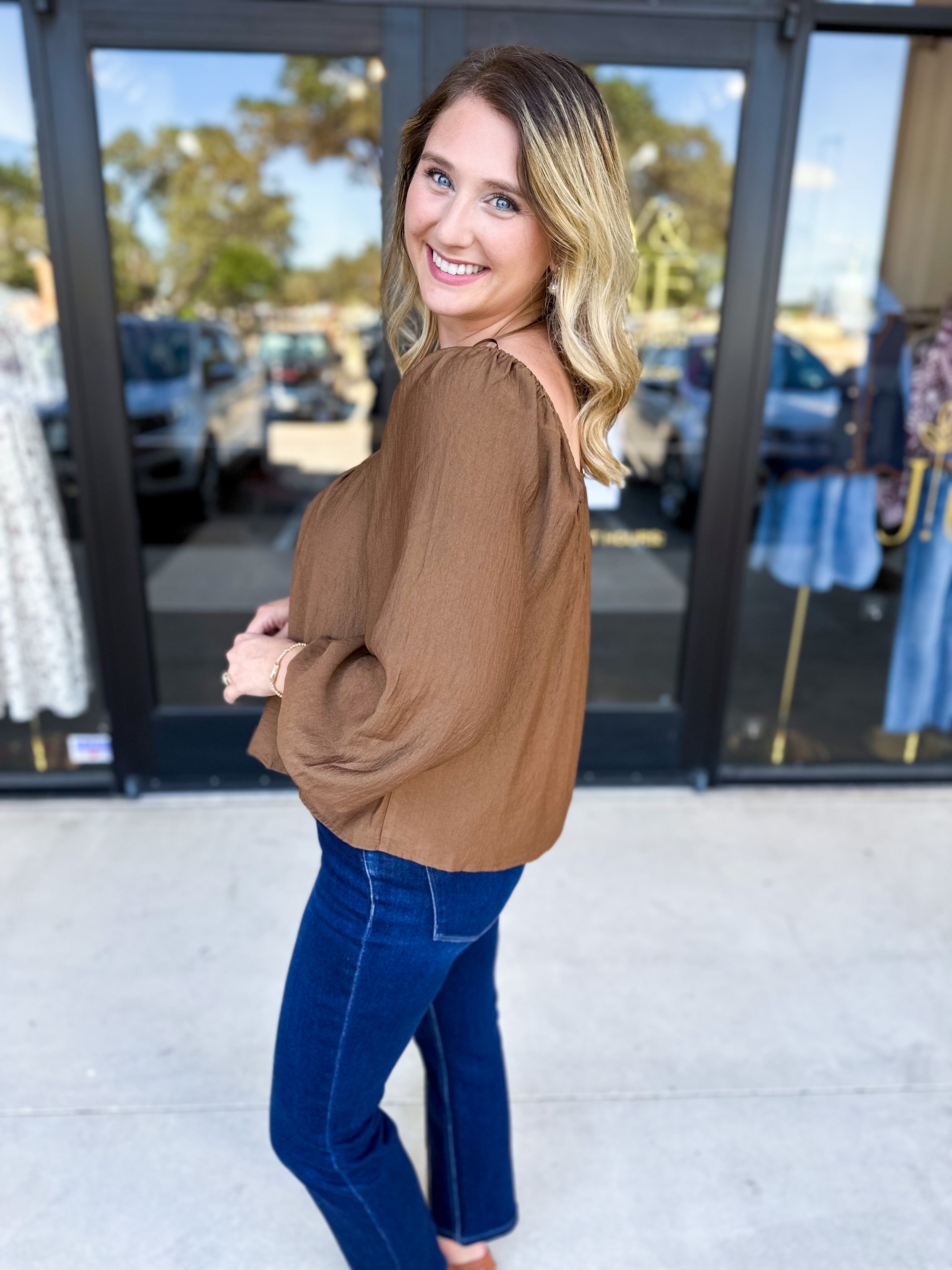 Sweetheart Neck Blouse-200 Fashion Blouses-ABLE-July & June Women's Fashion Boutique Located in San Antonio, Texas