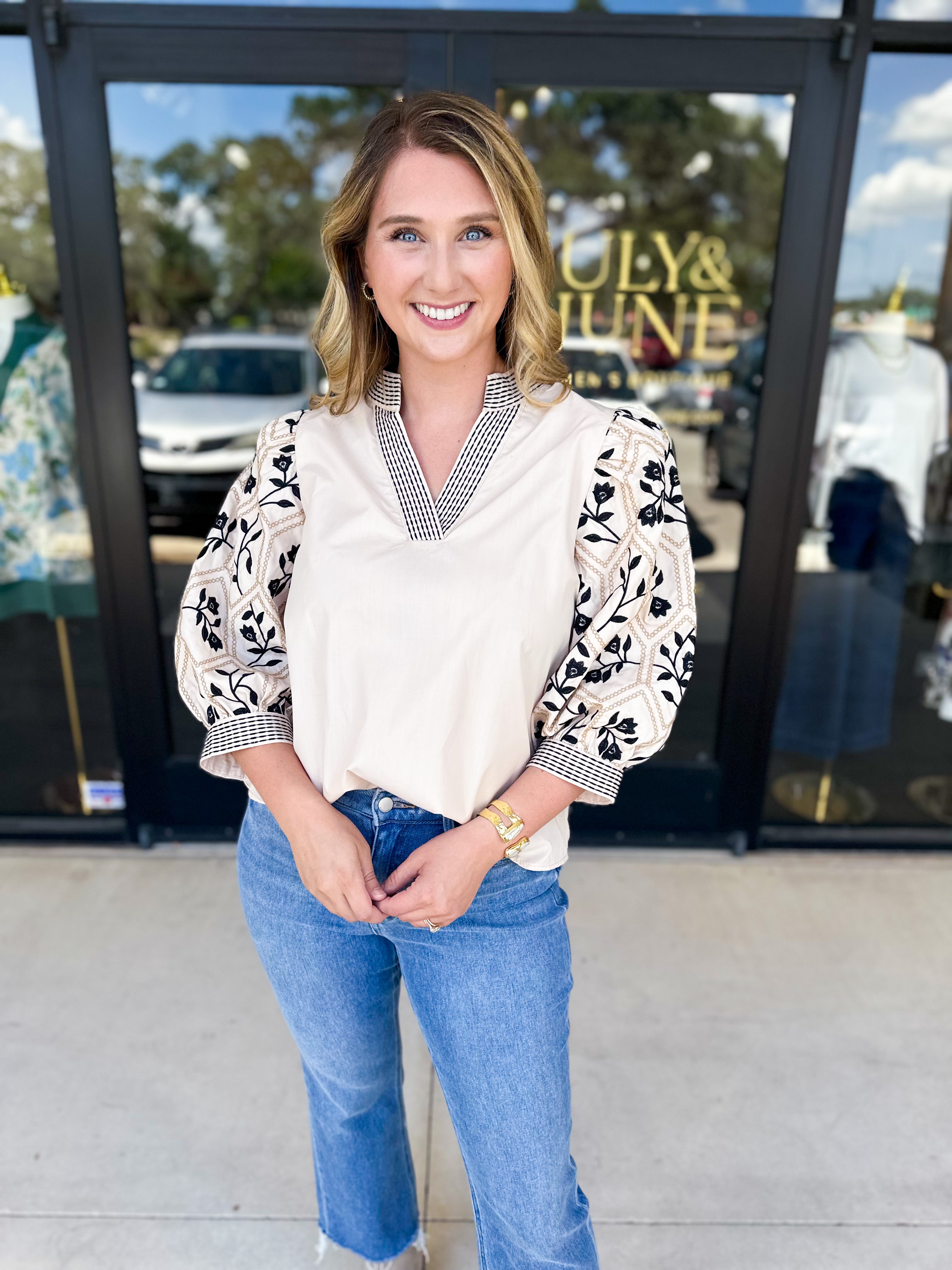 The Lucy Blouse - Ecru-200 Fashion Blouses-ENTRO-July & June Women's Fashion Boutique Located in San Antonio, Texas
