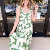 THML - Sage Abstract Midi Dress-500 Midi-THML-July & June Women's Fashion Boutique Located in San Antonio, Texas