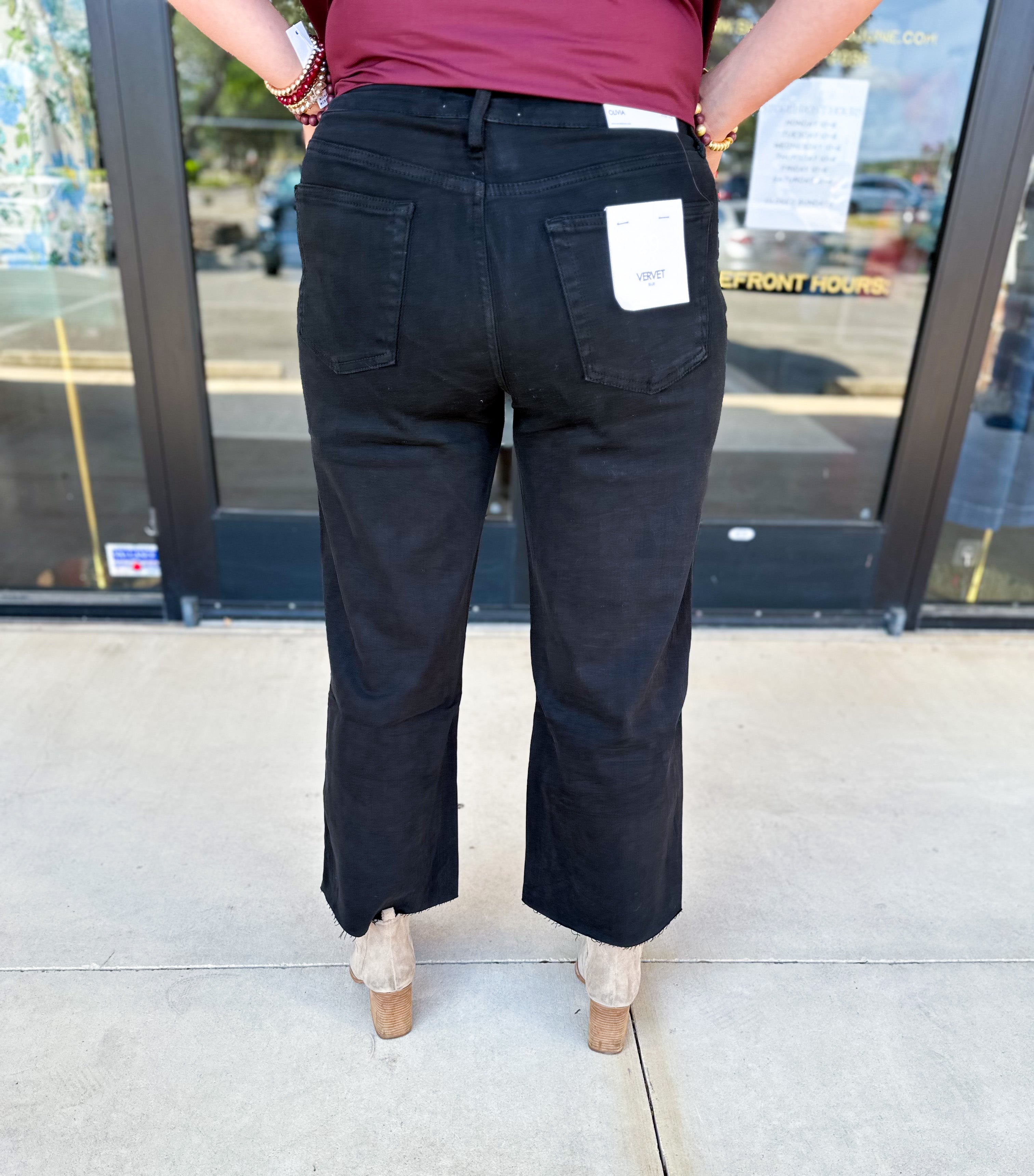 Vervet - High Rise Wide Leg Black Jeans-400 Pants-VEVERT BY FLYING MONKEY-July & June Women's Fashion Boutique Located in San Antonio, Texas