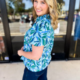 Mary Square - Lainey Reflecting Green Blouse-200 Fashion Blouses-MARY SQUARE-July & June Women's Fashion Boutique Located in San Antonio, Texas