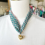 Scarf Necklace - Teal & Pink-110 Jewelry & Hair-HART DESIGNS-July & June Women's Fashion Boutique Located in San Antonio, Texas
