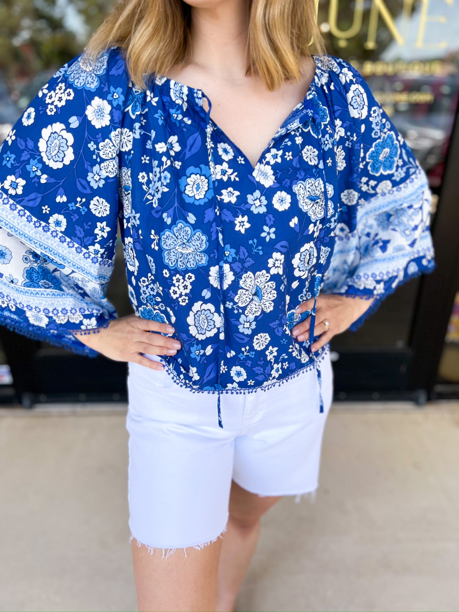 Katie Floral Blouse-200 Fashion Blouses-PINCH-July & June Women's Fashion Boutique Located in San Antonio, Texas