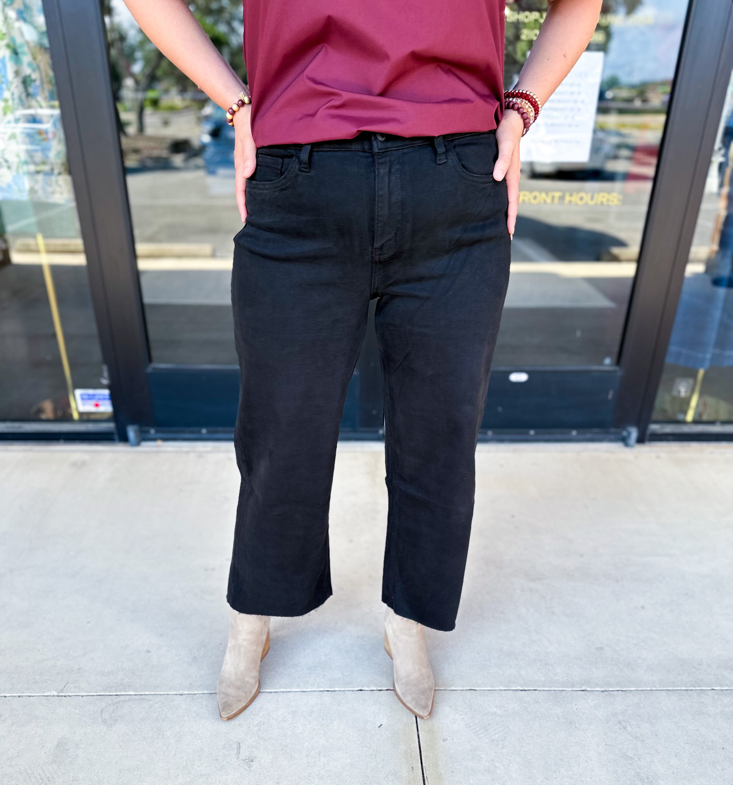 Vervet - High Rise Wide Leg Black Jeans-400 Pants-VEVERT BY FLYING MONKEY-July & June Women's Fashion Boutique Located in San Antonio, Texas