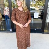 Fall Lace Midi Dress - Chocolate-500 Midi-POLOGRAM-July & June Women's Fashion Boutique Located in San Antonio, Texas