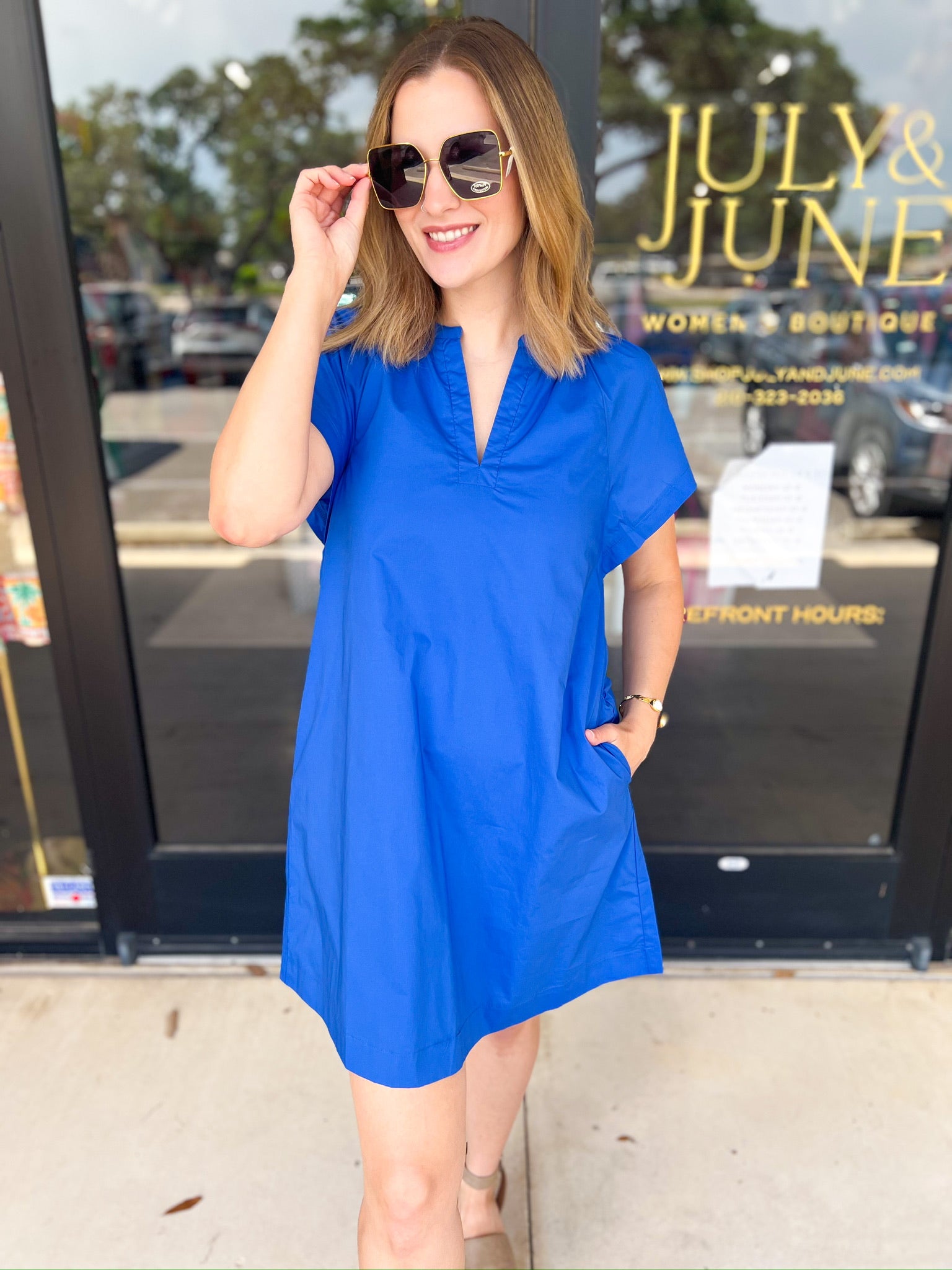 The Melinda Mini Dress - Blue-510 Mini-PINCH-July & June Women's Fashion Boutique Located in San Antonio, Texas