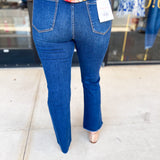 Vervet - High Rise Raw Hem Dark Wash Kick Flare Jeans-400 Pants-VEVERT BY FLYING MONKEY-July & June Women's Fashion Boutique Located in San Antonio, Texas