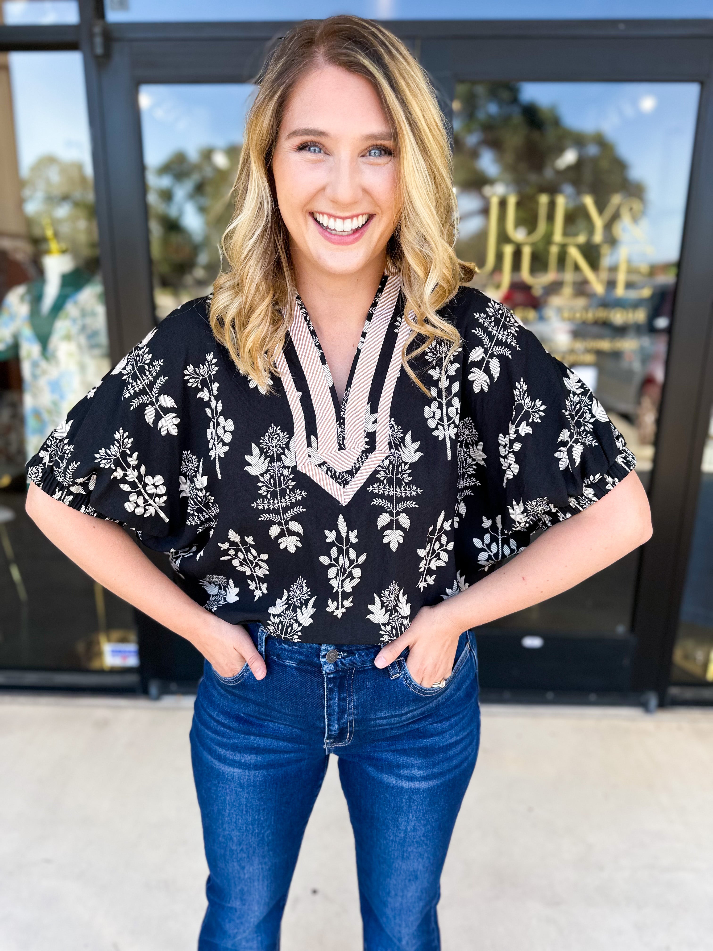 The Frankie Blouse - Black-200 Fashion Blouses-ENTRO-July & June Women's Fashion Boutique Located in San Antonio, Texas
